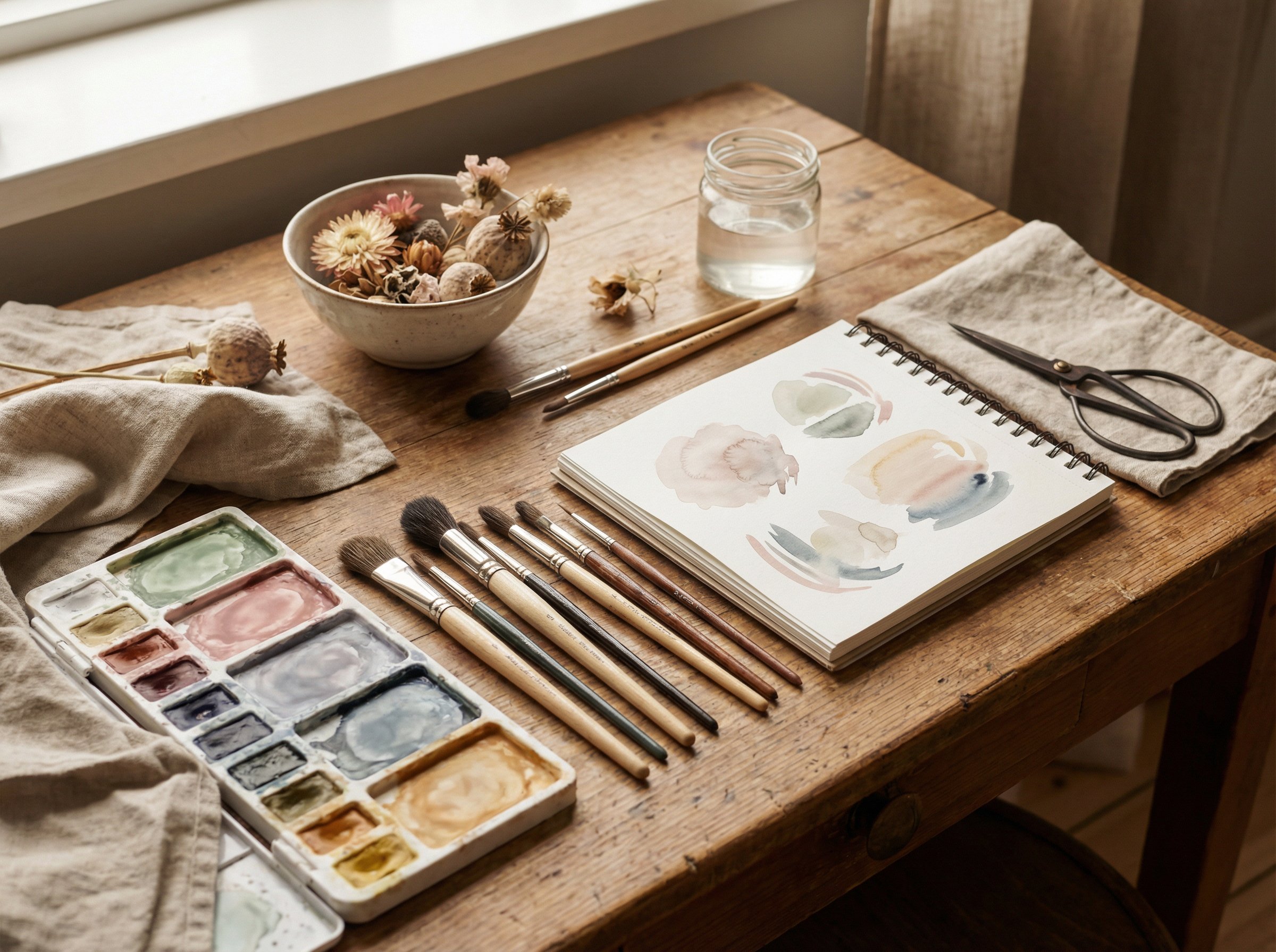 91网灵感工坊视频教程：水彩画入门视频教程：莫兰迪色系